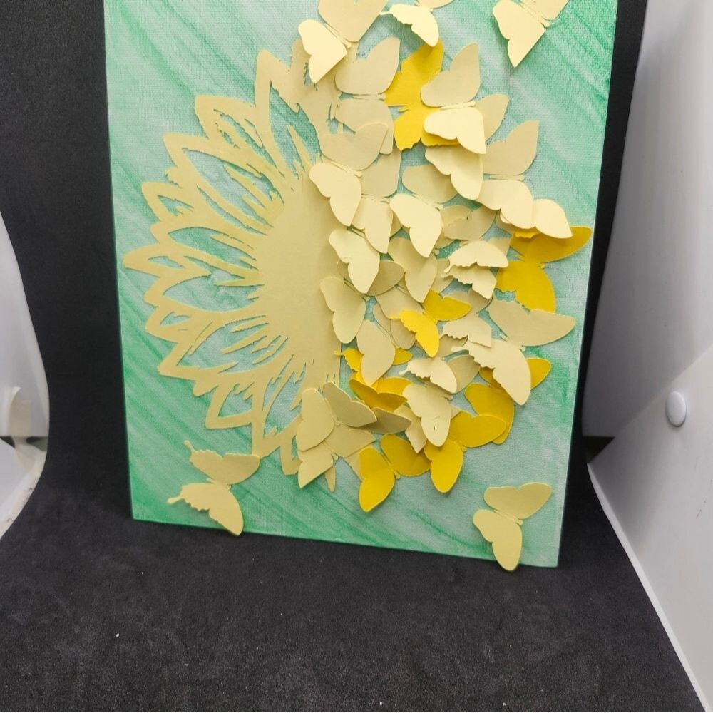 Hand Crafted Butterfly Colorful Water Color Painting Mixed Media Art 8x10"